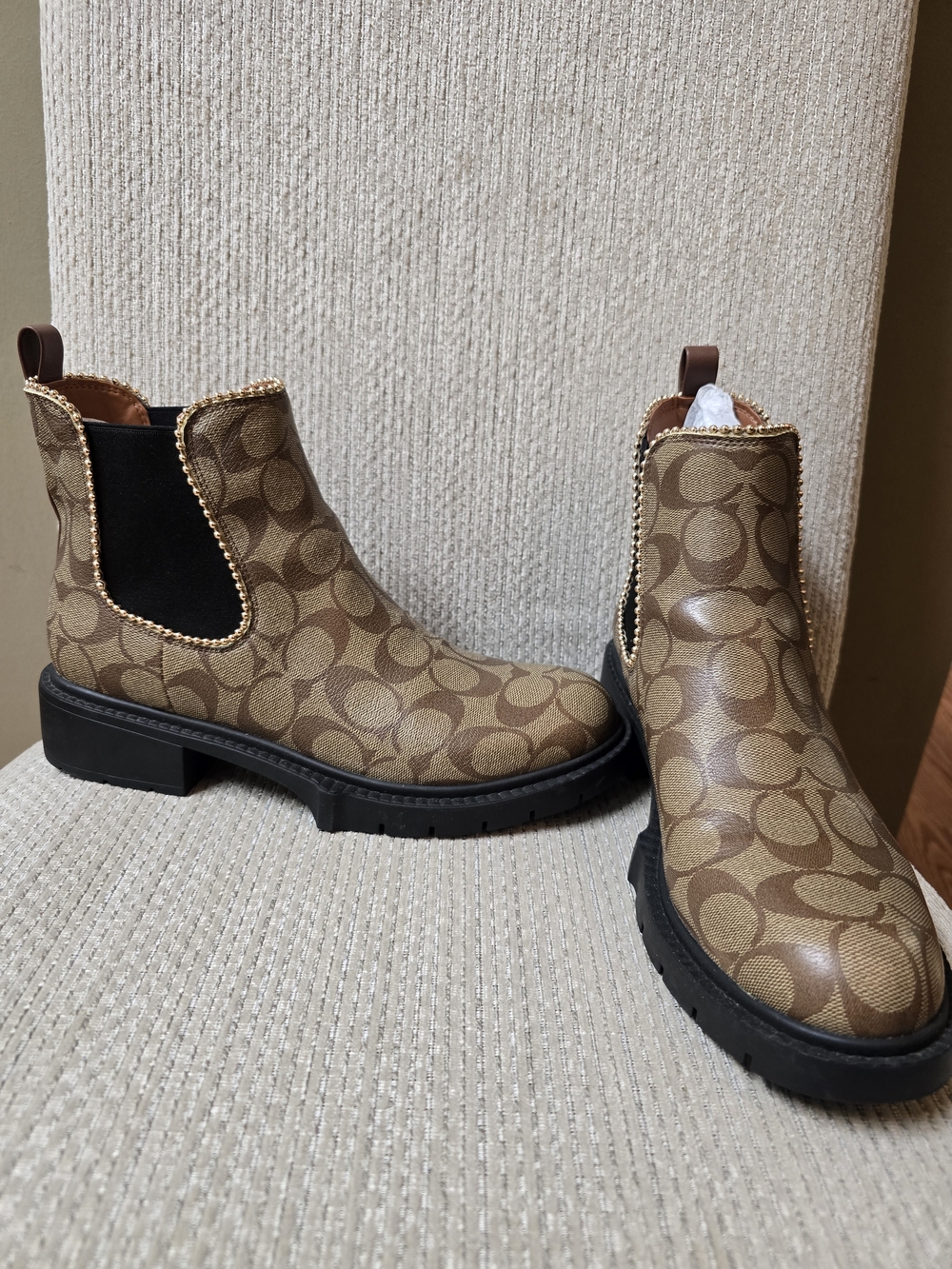 Coach Monogram Chelsea Boots in Signature Brown